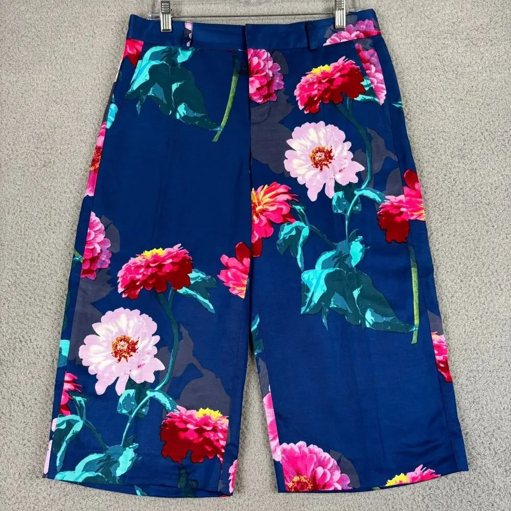 Banana Republic Linen Wide Leg Pant 4S Artsy Dopamine Maximalist Floral Gaucho
